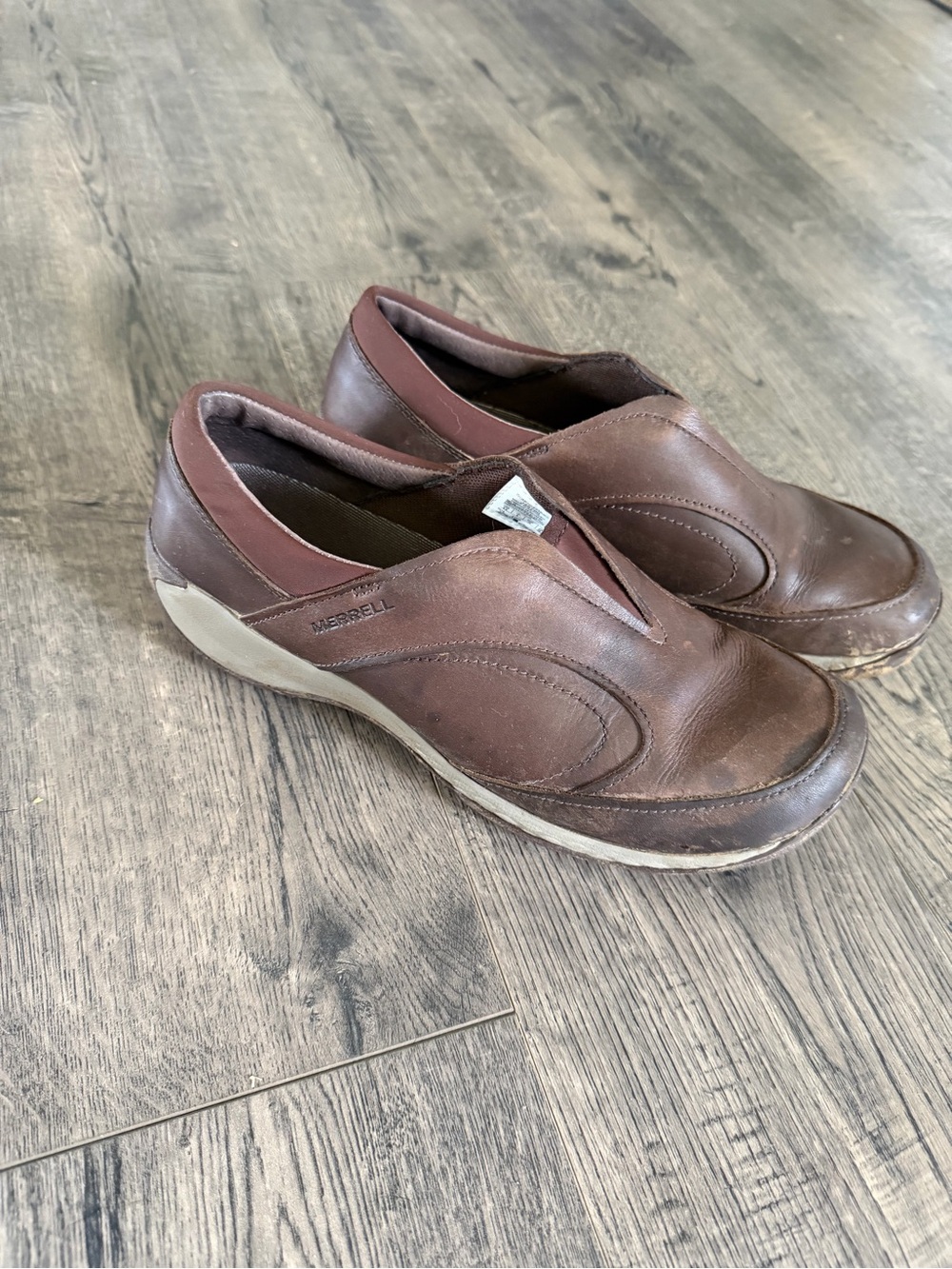 Merrell Brown Leather Slip-On Women's Clogs - Picture 3 of 7